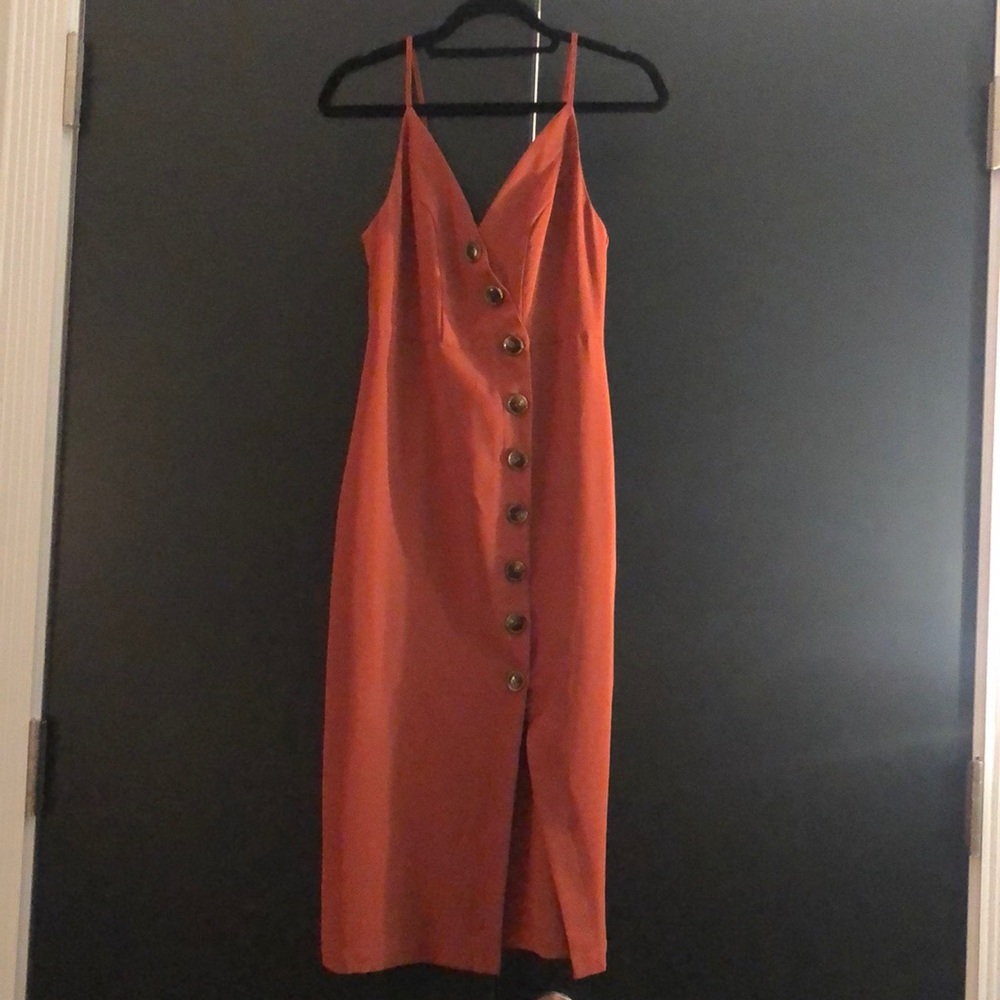 Asymmetrical button down midi dress - size XS